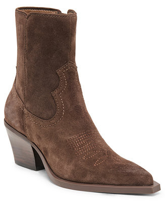 Women's Ronny Pull-On Stitch Heeled Booties | Macy's