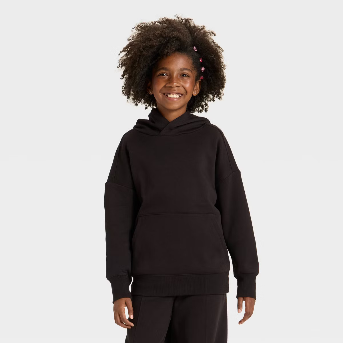 Girls' Oversized Fleece Hoodie Sweatshirt - art class\u2122 Black M | Target