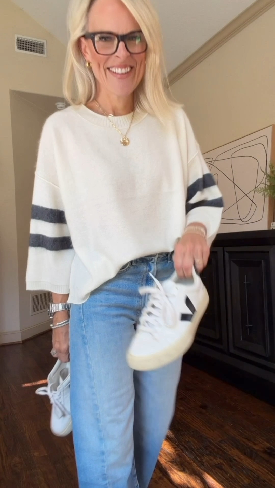 Another back in stock item I’ve been dying to share with you from Anthropologie

These denim are flattering on everyone!  Have been sold out for so long. If interested, I would grab right away because I think they will sell out again.
Fit is TTS

And this sweater!!!!! 
Fit is TTS
Love, the sporty vibe, the fact that it is oversized and incredibly soft
Wearing a small 

Narrative jewelry code SHOPCINDY 

#LTKOver40 #LTKStyleTip #LTKFamily