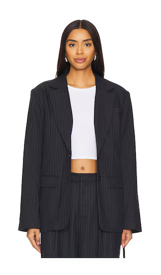 Katya Blazer in Navy Pinstripe | Revolve Clothing (Global)