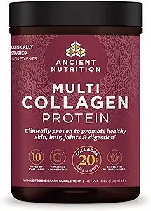 Ancient Nutrition Collagen Powder Protein with Probiotics, Unflavored Multi Collagen Protein with... | Amazon (US)