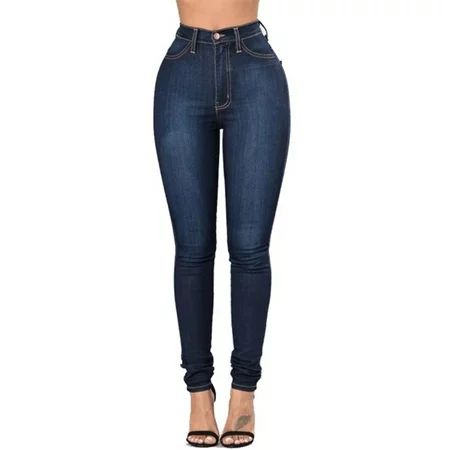 Niuer Womens Skinny Jeans High Waisted Distressed Denim Pants Solid Color Casual Tight Leggings | Walmart (US)