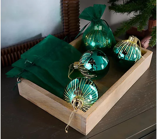 Set of 4 Starry Night High Shine Ornaments by Valerie - QVC.com | QVC