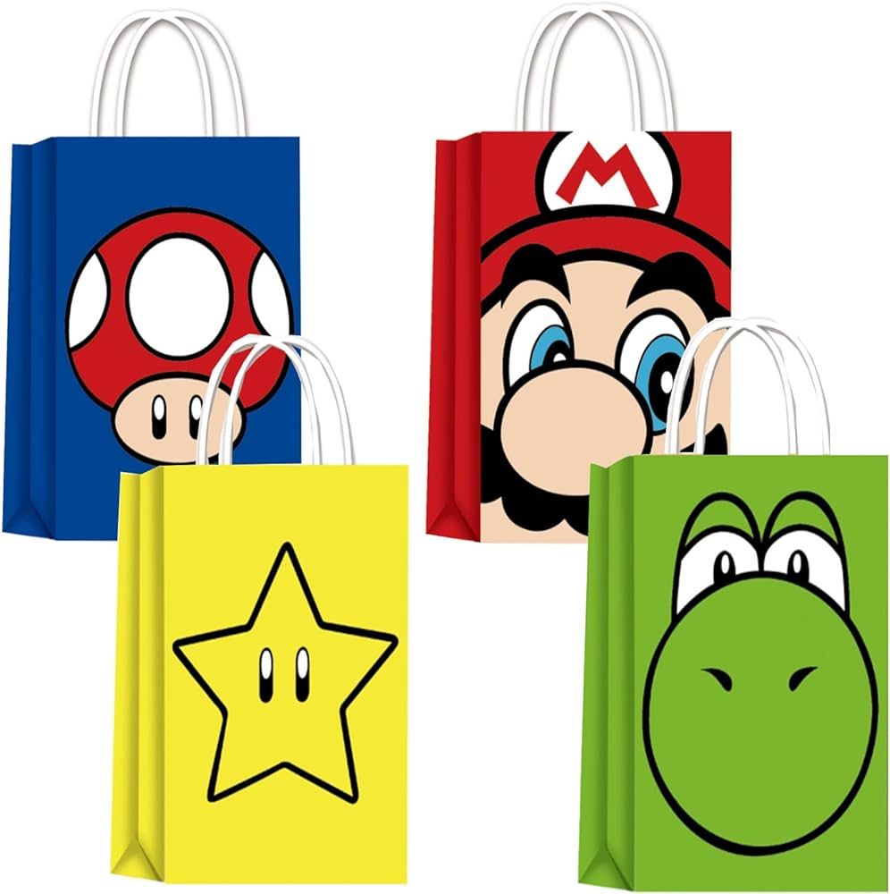 ChristieAHodge 24 pieces of party gift bags for Mario birthday party supplies, party gift bags fo... | Amazon (US)
