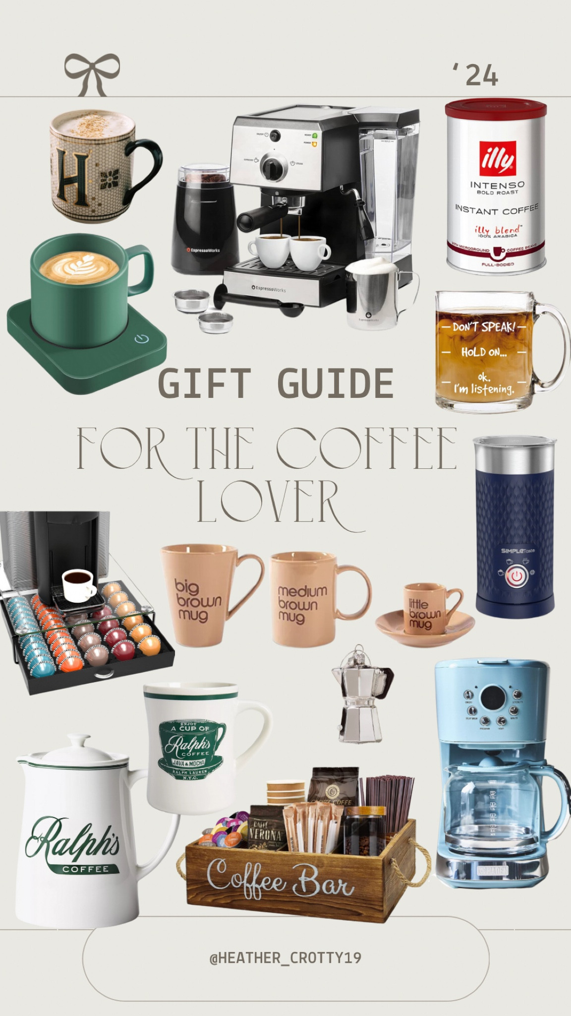 A gift guide for any coffee lover in your life ☕️ get the coffee addict something they’d enjoy! A new Ralph’s coffee mug, espresso machine, Bloomingdale’s brown mugs, coffee warmer for your desk, instant coffee, espresso pod organizer, milk frother, Anthropologie monogram mug, trendy items for coffee lovers  

#LTKHoliday #LTKGiftGuide #LTKCyberWeek