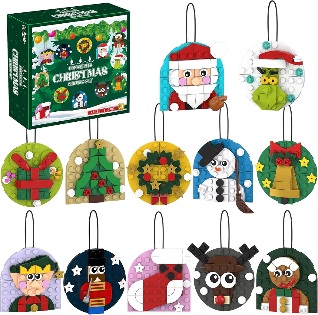 Christmas Ornaments Building Blocks Kit Gift for Kids, Xmas Party Favors Bricks 12 Pack Toys for ... | Amazon (US)