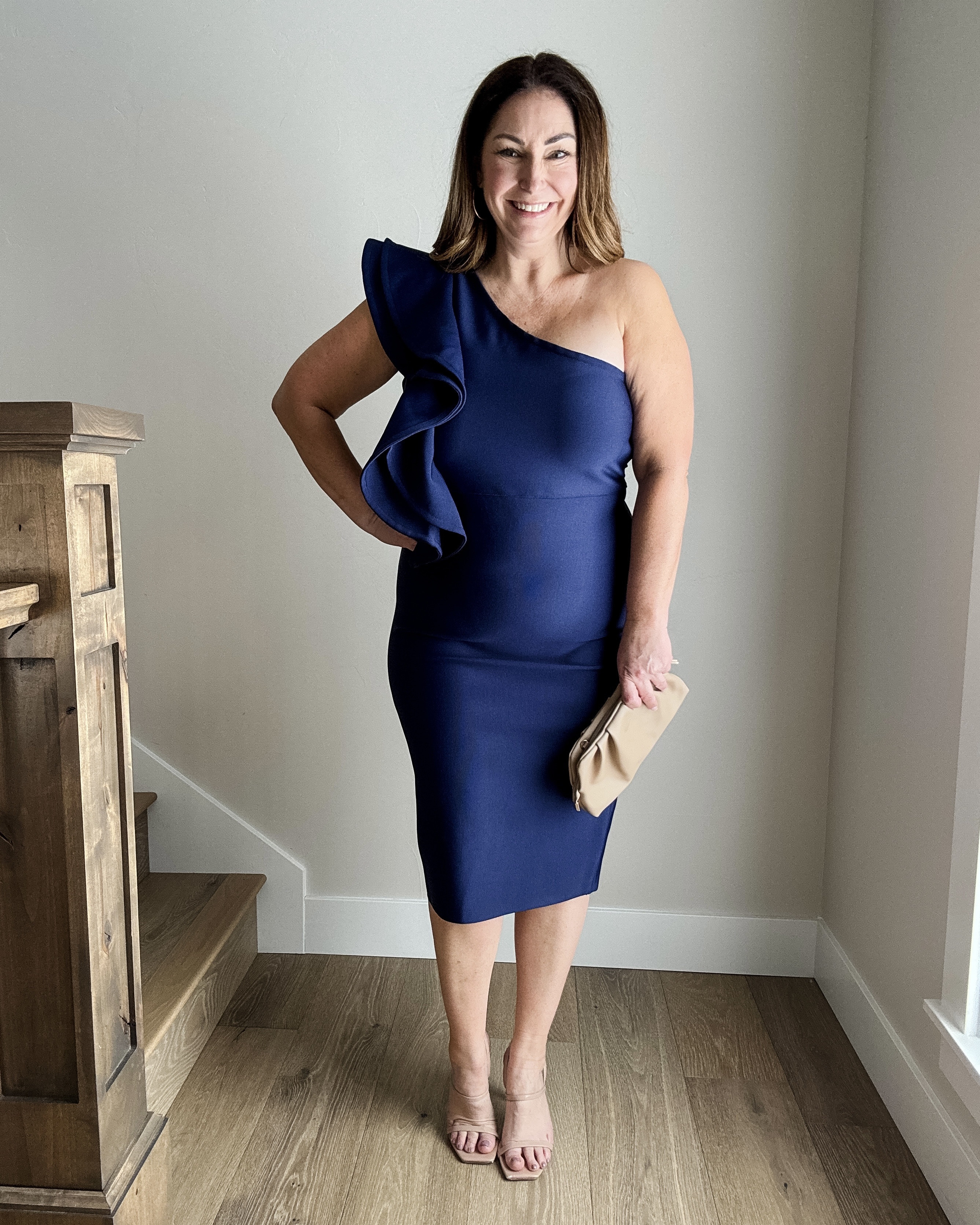 Navy Formal one shoulder ruffle bodycon dress | This fit very small size up 2 sizes wearing XXL #formaldress #navydress

#LTKParties #LTKOver40 #LTKMidsize
