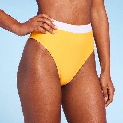 Women&#39;s High Waist Cheeky Wide Band Bikini Bottom - Shade &#38; Shore&#8482; Gold S | Target