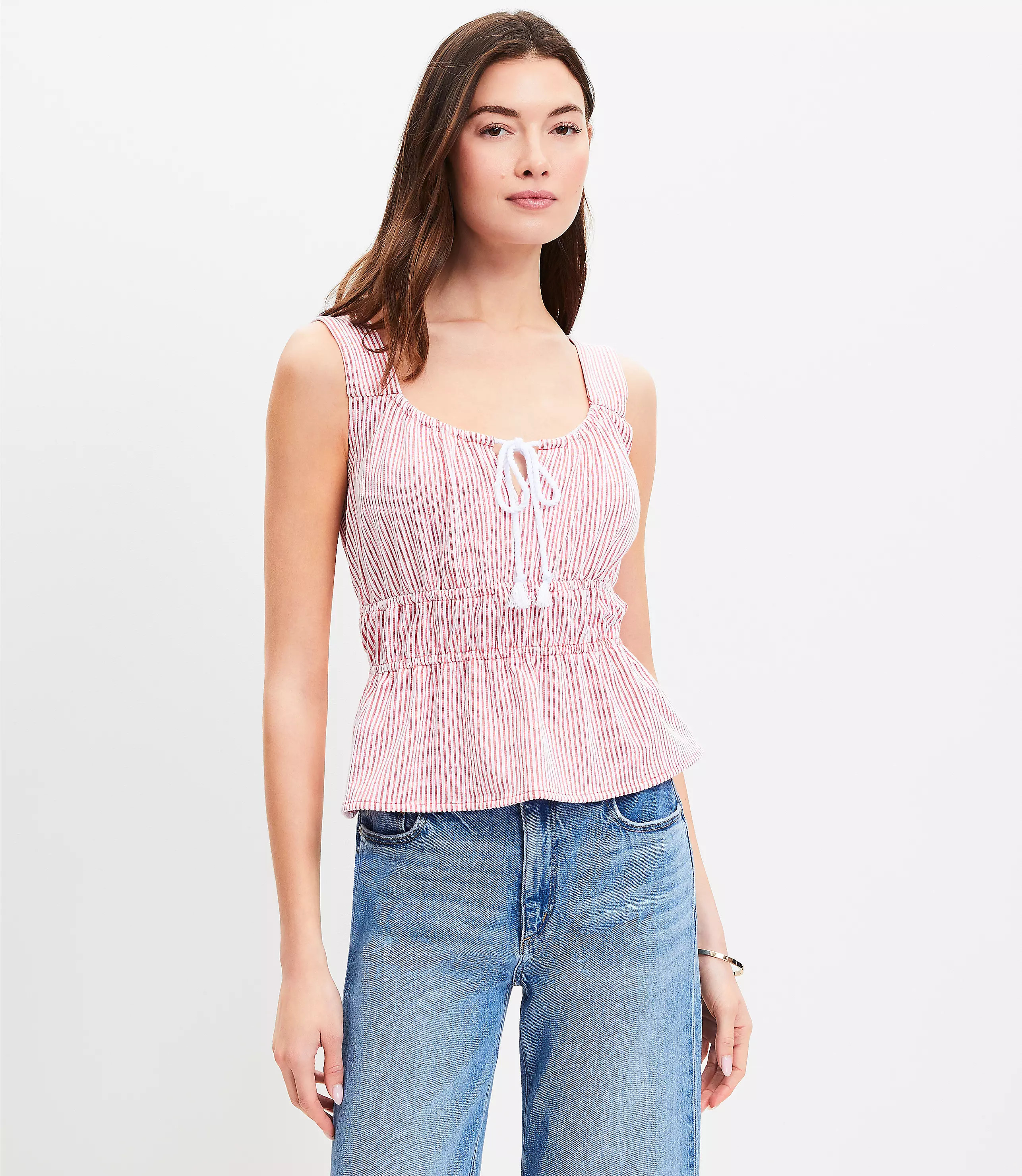 Seersucker Stripe Modern Peplum Tank Top | LOFT