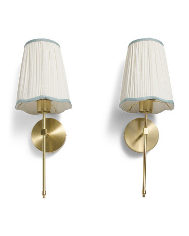 2pk 20in Cordless Pleated Scalloped Shade Metal Pole Sconces | Home | Marshalls | Marshalls