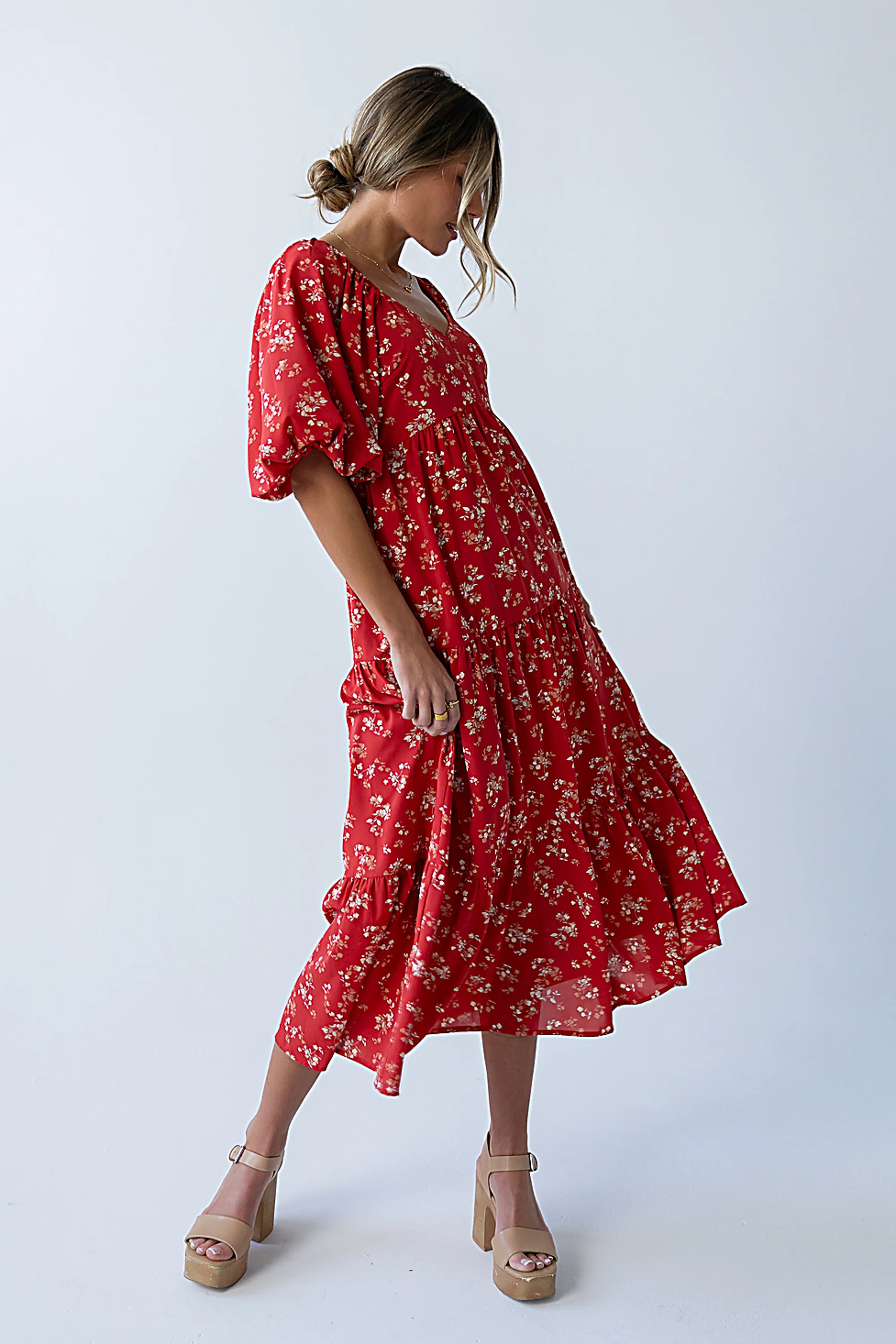 Amy Floral Maxi Dress in Red | Böhme US