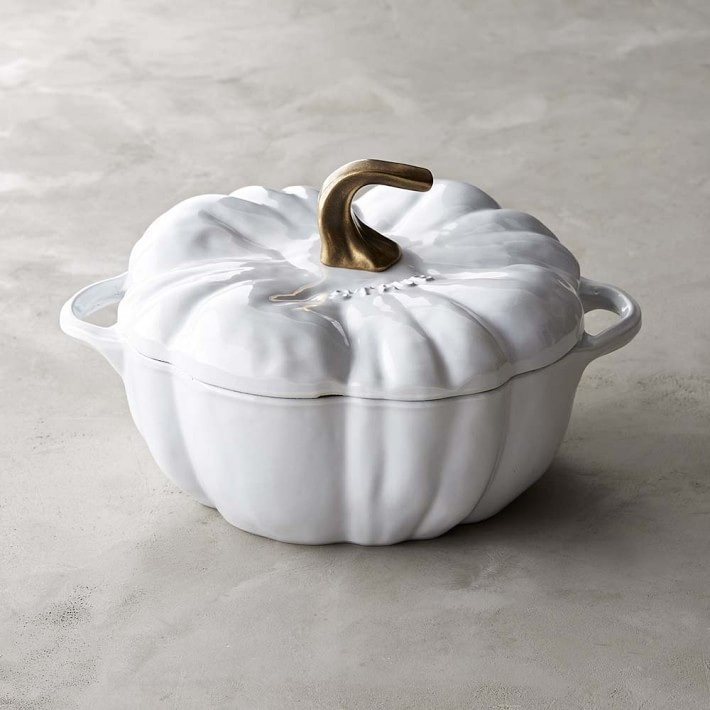 Staub Enameled Cast Iron Pumpkin Cocotte, 3 1/2-Qt., White | Williams-Sonoma