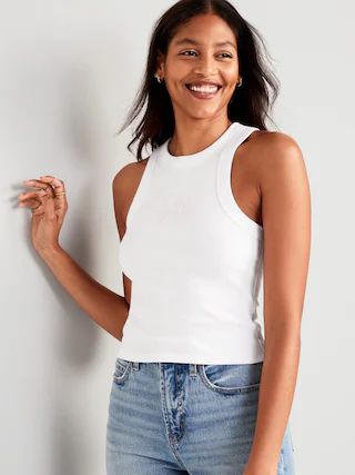 Logo Graphic Rib-Knit Cropped Tank Top for Women | Old Navy (US)