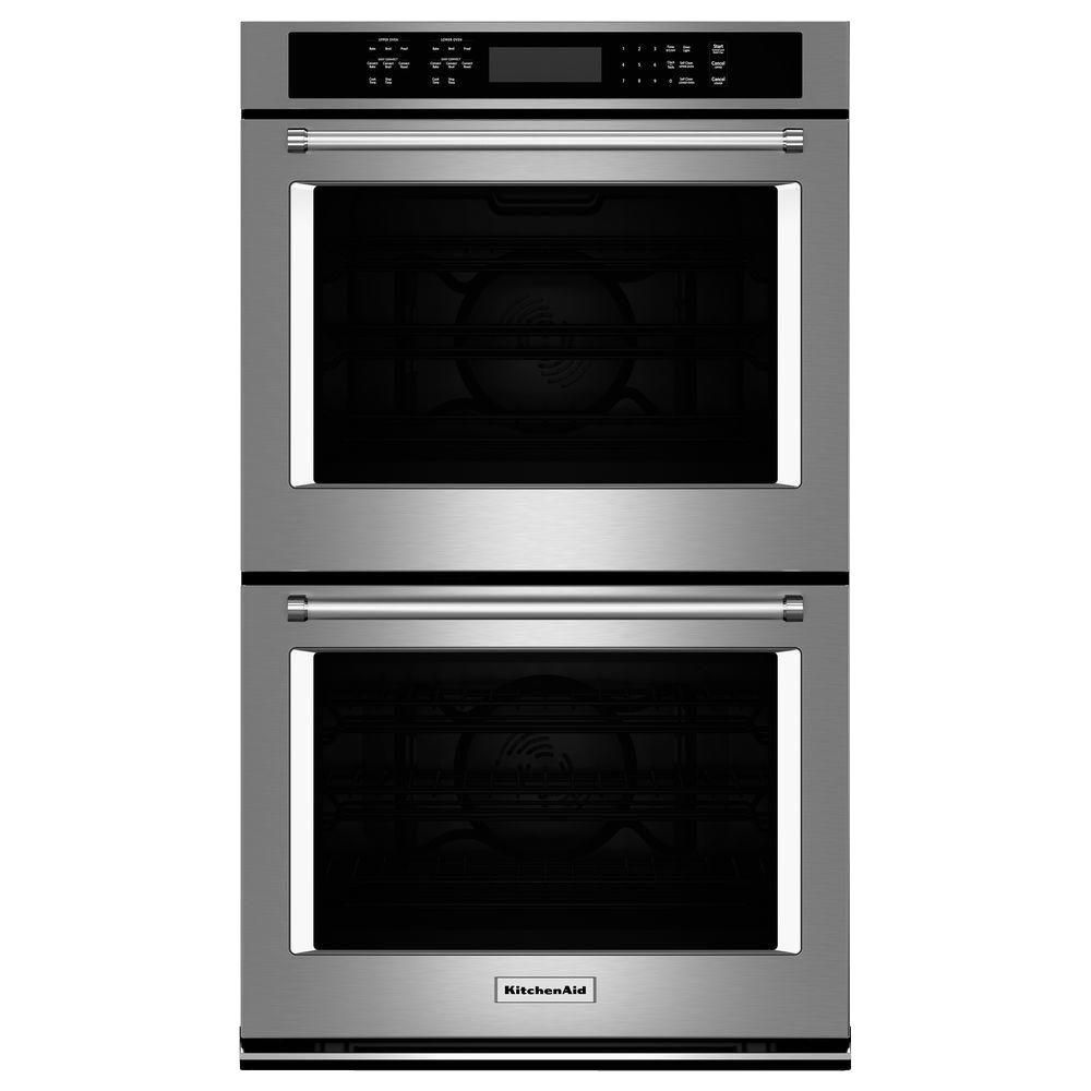 30 in. Double Electric Wall Oven Self-Cleaning with Convection in Stainless Steel | The Home Depot