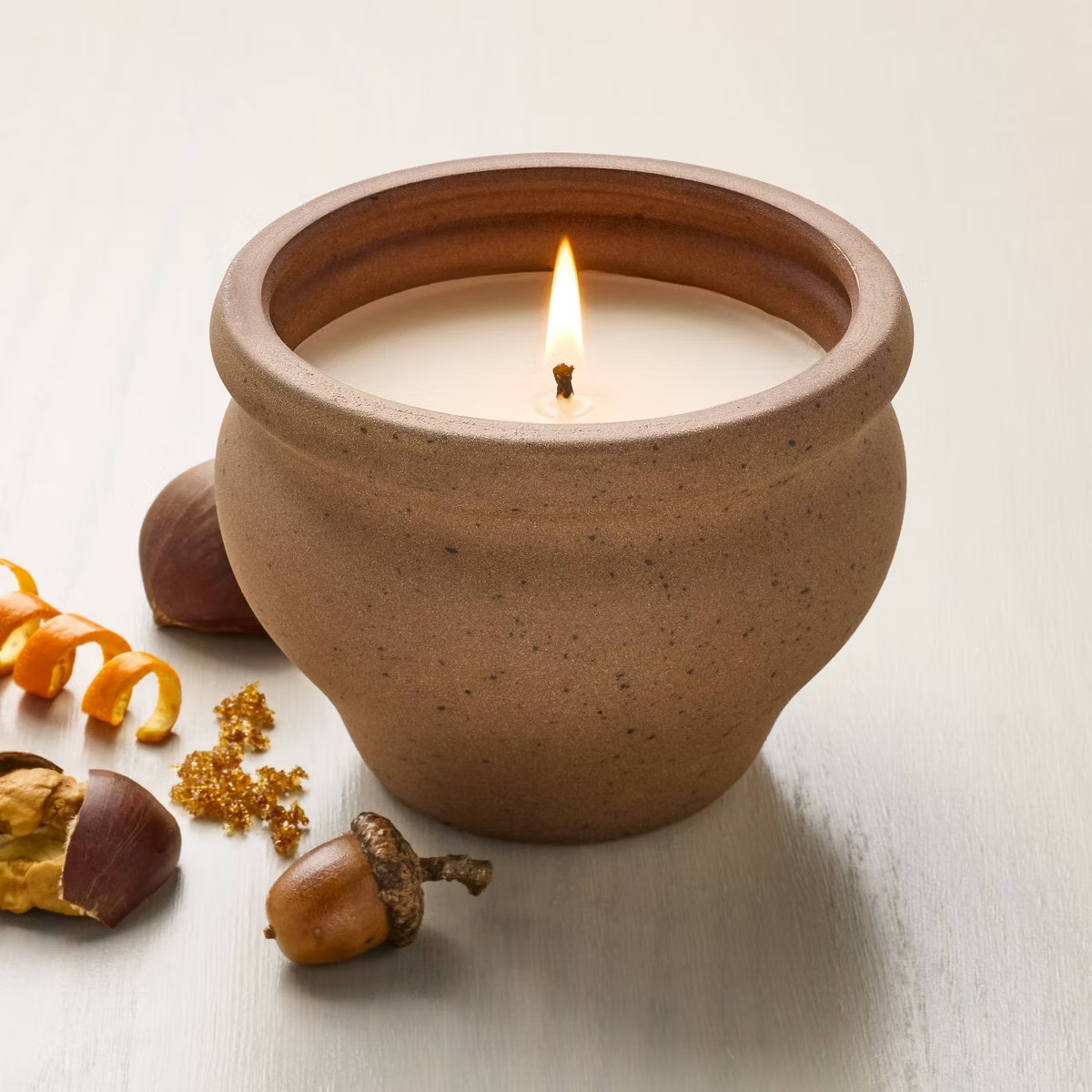 Textured Ceramic Urn Jar Candle Brown 10oz - Hearth & Hand™ with Magnolia | Target