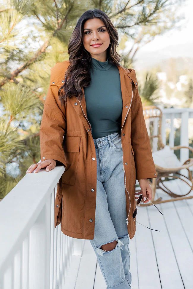 Serving Up Spice Camel Hooded Jacket | Pink Lily