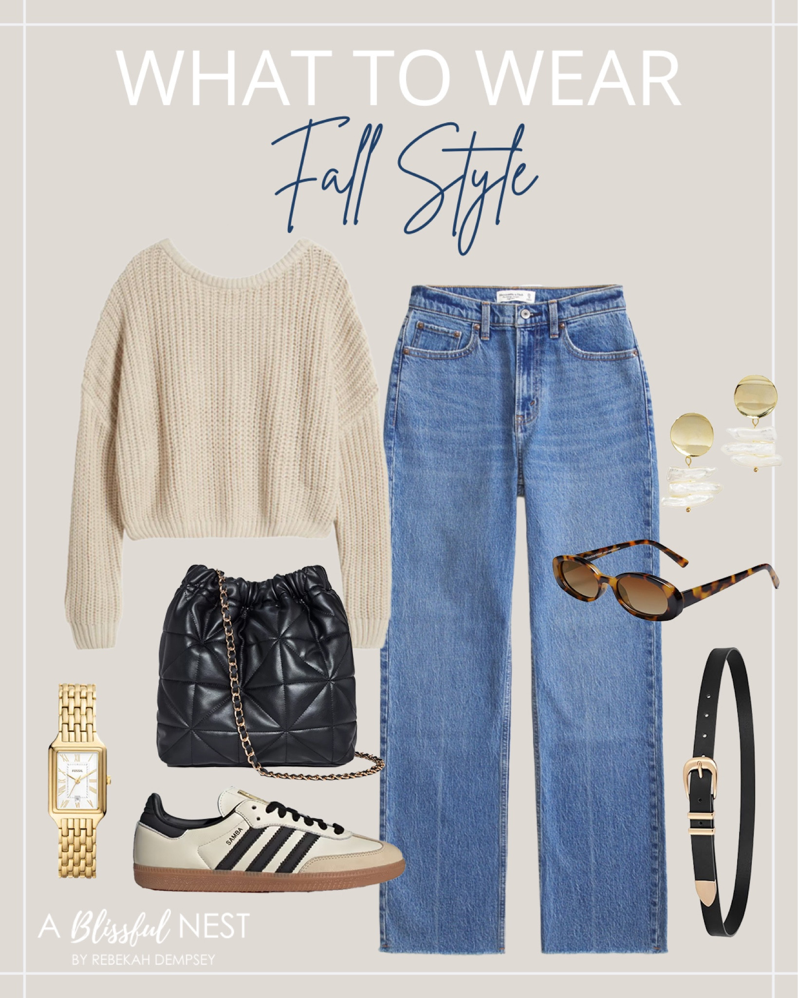 Casual but cute fall outfit idea! 

#fallstyle

Fall style. Fall outfit. Neutral fall outfit idea. Abercrombie jeans. Trendy adidas sneakers. Neutral cozy sweater. Black and tan outfit idea. Trendy gold buckle belt  

#LTKStyleTip #LTKFindsUnder100 #LTKSeasonal