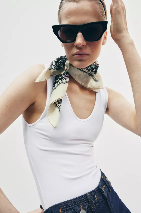 EMBROIDERED PRINTED SCARF | Zara US