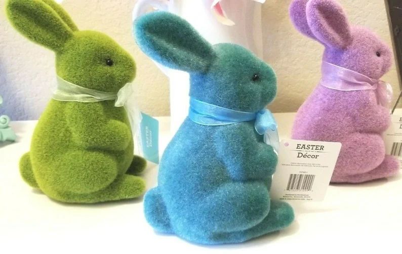 New 8 Fuzzy Plastic Molded Spring Rabbit  Turquoise | Etsy | Etsy (US)