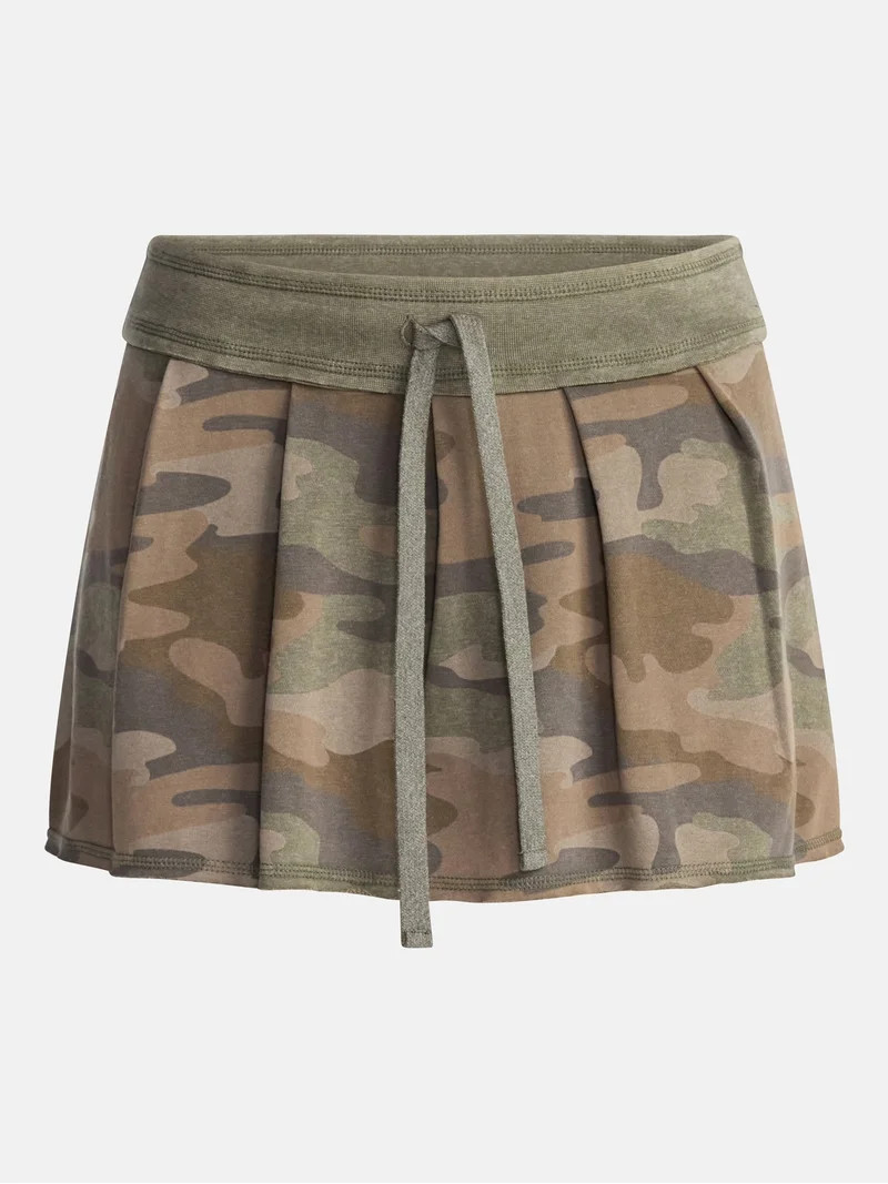 No Boundaries Pleated French Terry Mini Skort, Women's XXS-XXL | Walmart (US)