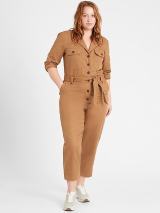 Heritage Cotton-Linen Cropped Jumpsuit | Banana Republic (US)