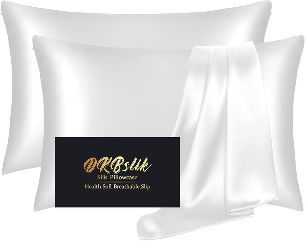 Silk Pillow Cases 2 Pack, Mulberry Silk Pillowcases Standard Set of 2, Health, Smooth, Anti Acne,... | Amazon (US)