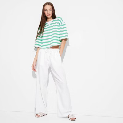 Women's Pull-On Linen Pants - Wild Fable™ White L | Target