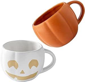 Halloween Mug 2pcs Halloween Pumpkin Coffee Mug Ceramic Tea Cup Jack-o-lantern Trick Or Treat Wat... | Amazon (US)