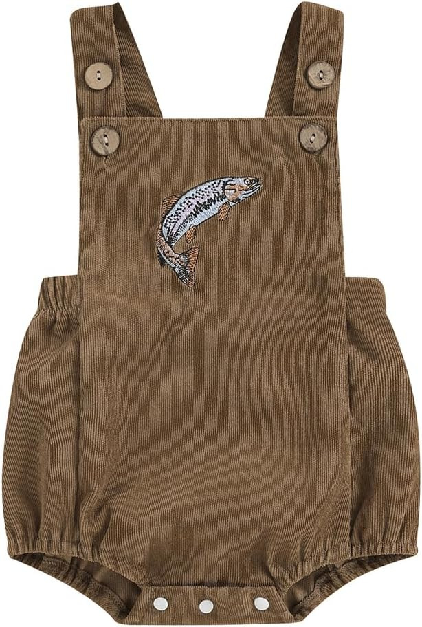 Pudcoco Infant Baby Boys Girls Overalls Sleeveless Mallard Duck Embroidery Corduroy Rompers Newbo... | Amazon (US)