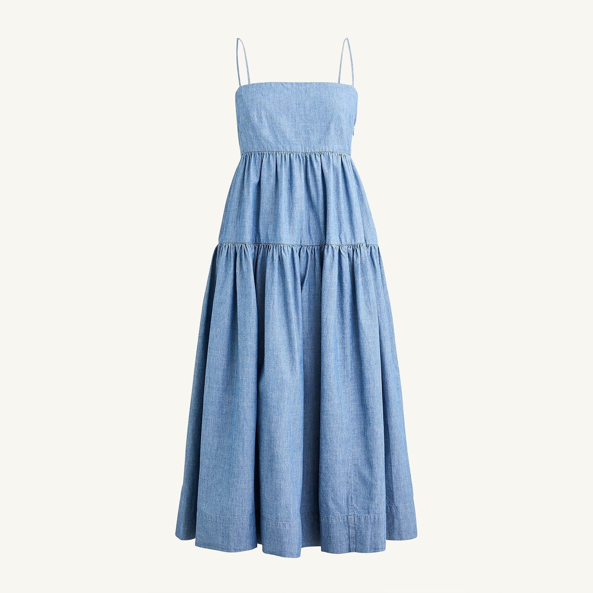 Tie-back tiered chambray dress | J.Crew US