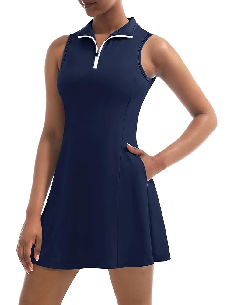 Tennis Dress for Women, Tennis Golf Dresses with Built in Shorts and Pockets for Sleeveless Worko... | Amazon (US)