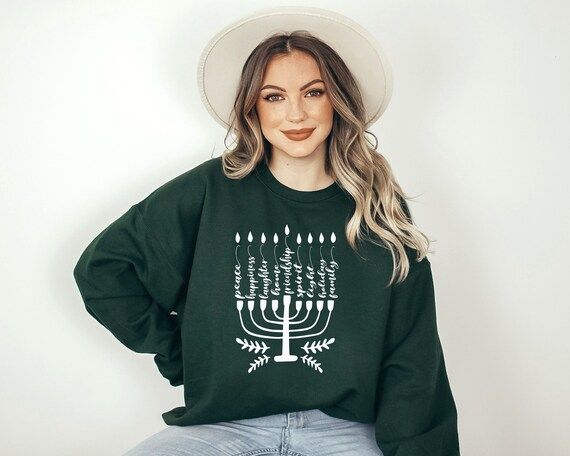 Unisex Hanukkah Sweatshirt Happy Hanukkah Gift חנוכה חולצה - Etsy | Etsy (US)