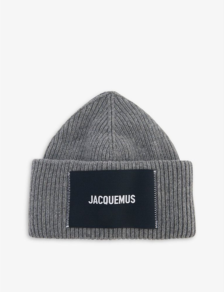JACQUEMUS Le Bonnet brand-patch wool-blend knitted beanie hat | Selfridges