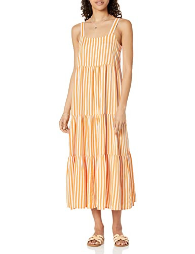 The Drop Women's Britt Tiered Maxi Tent Dress, Orange Stripe, L | Amazon (US)