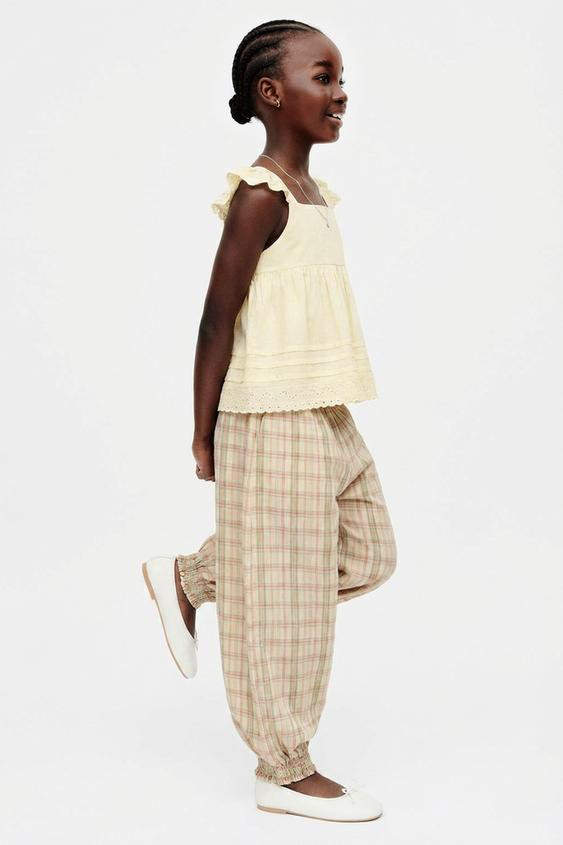 LIMITED EDITION EMBROIDERED PLAID AND FLORAL BLOOMERS | Zara US