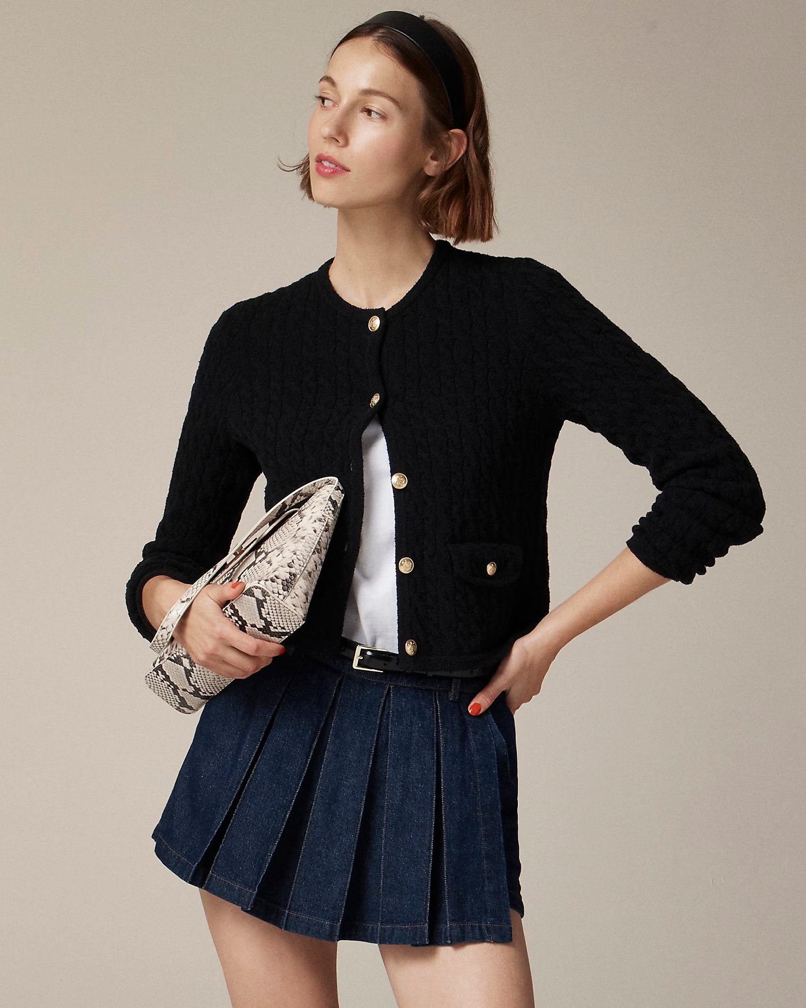 Odette cable-knit sweater lady jacket in cotton-blend bouclé | J. Crew US