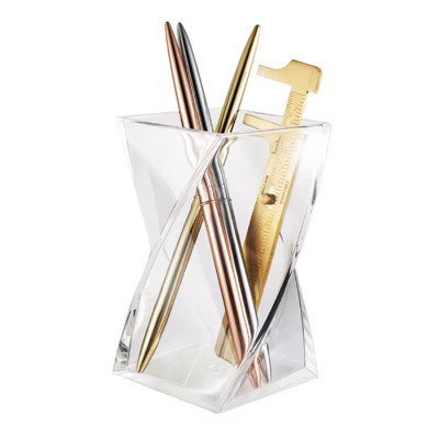 Zodaca Wave Pen Holder, Acrylic Pencil Cup Desk Organizer Makeup Brushes Holder, Clear | Target