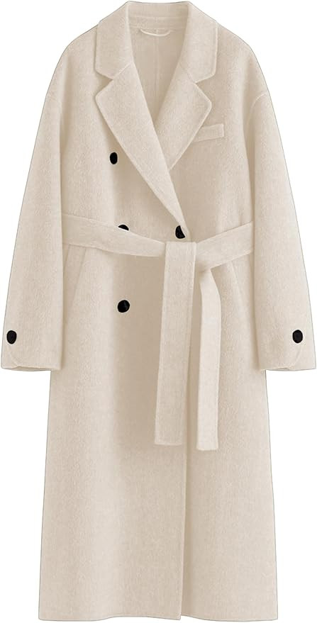 Peaceglad Womens Pea Coats Fall Long Trench Coat Double Breasted Button Down Lapel Belted Peacoat | Amazon (US)