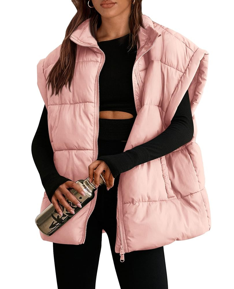 PRETTYGARDEN Women's Puffer Vest Fall Casual Stand Collar Lightweight Sleeveless Zip Up Padded Ja... | Amazon (US)