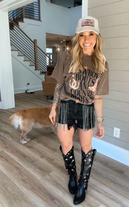 Long live COWGIRLS🤎🤠🎸👏🏼 my Pink Lily collab graphics is live! Wearing a L in the tee & tts boots! Perfect  concert fit! 🤌🏼 code HOLLEY20 to save always! 

Country concert outfit / casual / under $30 / summer / spring style / Holley Gabrielle 

#LTKfindsunder50 #LTKstyletip #LTKFestival