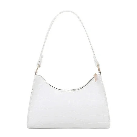 FunnyBeans Classic Female Shoulder Bag Crocodile Effect Faux Leather (White) | Walmart (US)