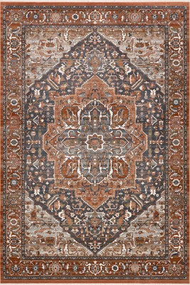Rust Rosette Medallion Fringed 5' 3"" x 7' 7"" rug | Rugs USA