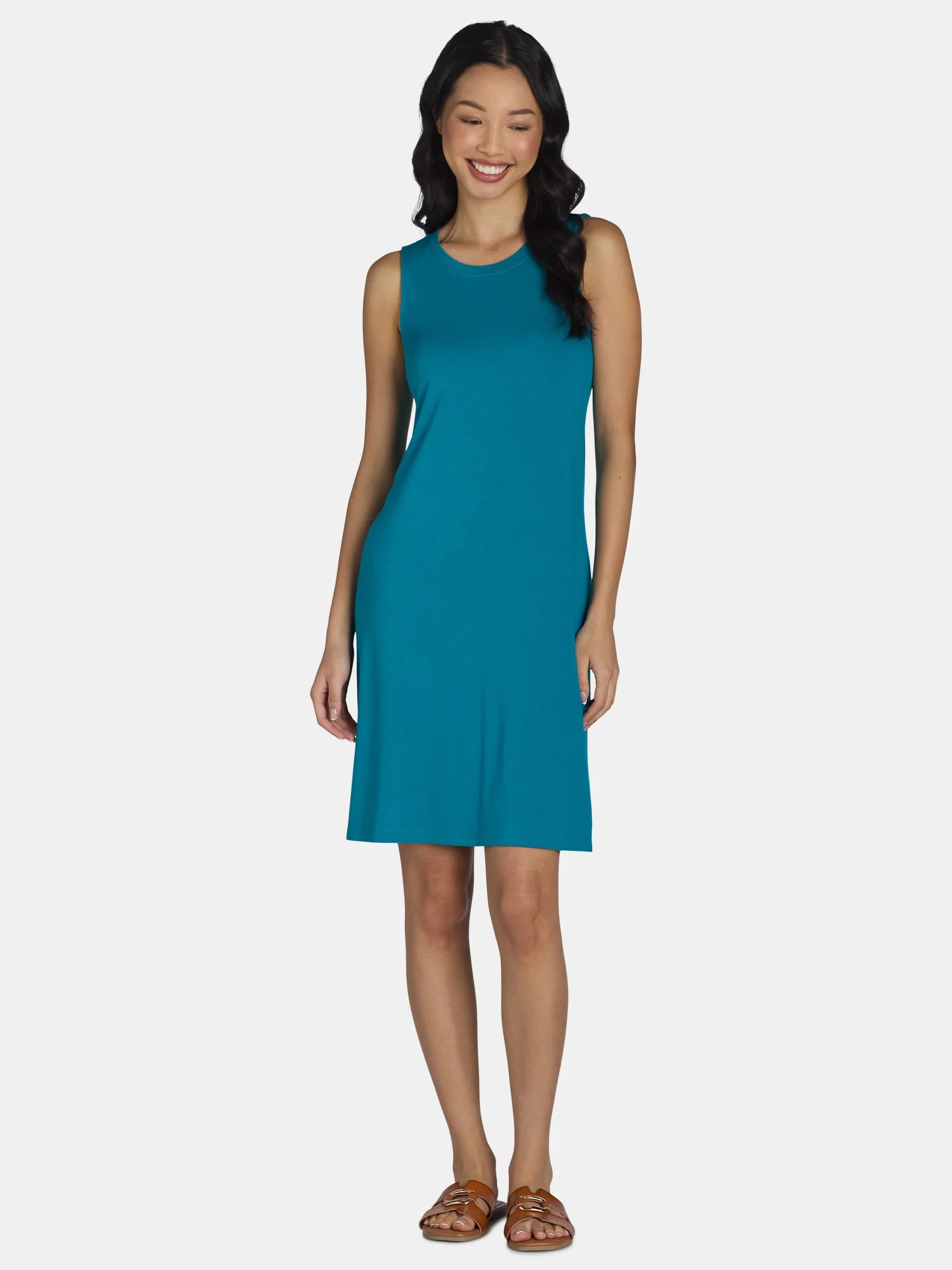 Time and Tru Women's Sleeveless Knit Swing Dress, Sizes XS-XXXL | Walmart (US)