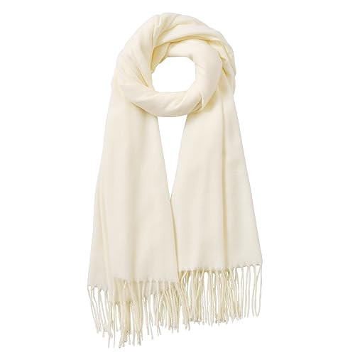 Womens Winter Scarf - Fashion Scarfs for Women with Cashmere Feel, Warm Soft Blanket Scarf Pashmina Shawl and Wrap, Travel Office Winter Wedding, Evening Dresses Large Scarves Gifts for Women, White | Amazon (US)