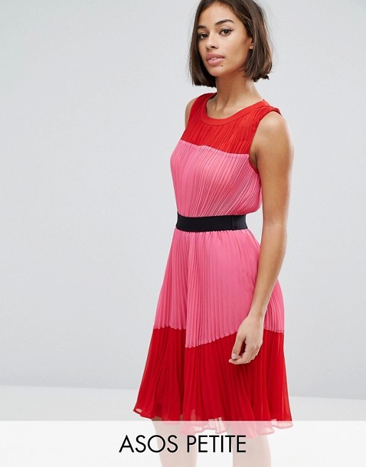 ASOS PETITE Pleated Color Block Dress | ASOS US
