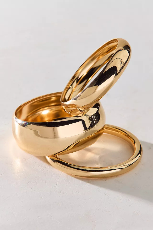 Statement Bangle Bracelet Set in Silver, Women's at Urban Outfitters | Urban Outfitters (US and RoW)