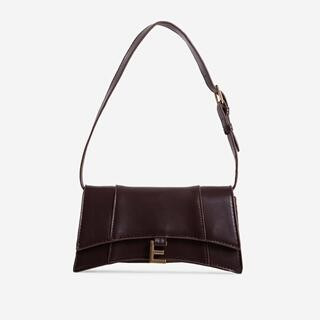 Sunlight E Logo Baguette Shoulder Bag In Brown Faux Leather | EGO Shoes (US & Canada)