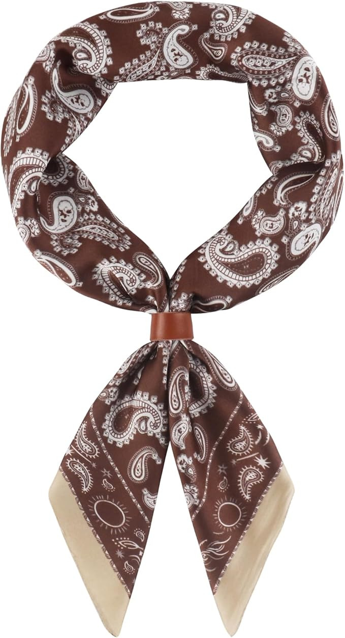 27.5 Inches Square Silk Feeling Neck Scarf for Men Necktie Silk Bandanas Pocket Square Cowboy Sca... | Amazon (US)