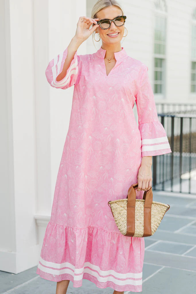 New Dreams Pink Nautical Midi Dress | The Mint Julep Boutique