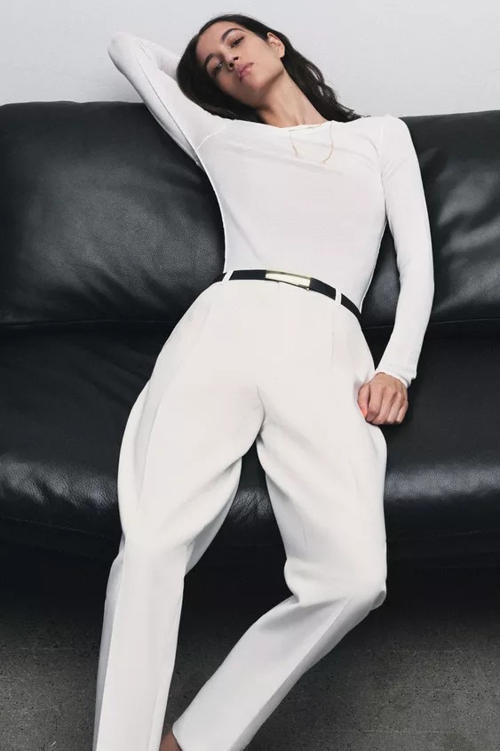 STRAIGHT LEG BELTED PANTS | Zara US